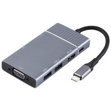 Load image into Gallery viewer, 7 In 1 Dual USB 3.0 + TF/SD + HDMI/VGA + 3.5mm Jack + Type-C / USB-C Multi-function USB-C Dock Station, 2xUSB3.0+TF/SD+HDMI/VGA+3.5mm