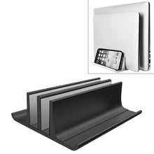 Load image into Gallery viewer, Universal Portable Aluminum Alloy Double Slot Width Adjustable Laptop Vertical Storage Stand Base, Double Slot Black, Double Slot Silver