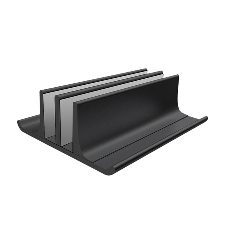 Universal Portable Aluminum Alloy Double Slot Width Adjustable Laptop Vertical Storage Stand Base, Double Slot Black, Double Slot Silver