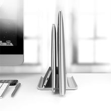 Load image into Gallery viewer, Universal Portable Aluminum Alloy Double Slot Width Adjustable Laptop Vertical Storage Stand Base, Double Slot Black, Double Slot Silver
