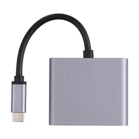 2 in 1 USB-C / Type-C to 2 x HDTV Ports HUB Adapter, 2 in 1