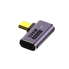 Load image into Gallery viewer, 240W USB-C/Type-C Female to USB-C/Type-C Male 40Gbps Side Bend Adapter with Light, Side Bend Adapter