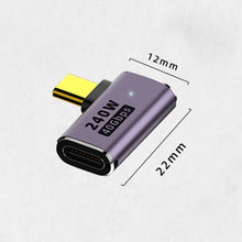 Load image into Gallery viewer, 240W USB-C/Type-C Female to USB-C/Type-C Male 40Gbps Side Bend Adapter with Light, Side Bend Adapter