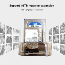 Load image into Gallery viewer, 2.5 / 3.5 inch USB3.0 Dual SATA HDD Enclosure with HUB &amp; OTB Function, The Maximum Support Capacity: 16TB