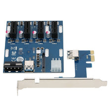 Load image into Gallery viewer, PCI-E to PCI-E Converter Card 1 to 4 1 X Express Card with 4 Ports PCI-E Slots
