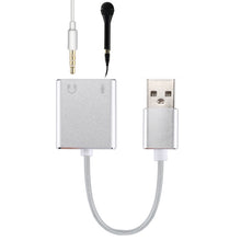 Load image into Gallery viewer, Aluminum Alloy Shell External USB Virtual 7.1 Channel Sound Card with 13cm Cable for PC Laptop, USB