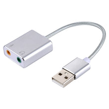 Load image into Gallery viewer, Aluminum Alloy Shell External USB Virtual 7.1 Channel Sound Card with 13cm Cable for PC Laptop, USB