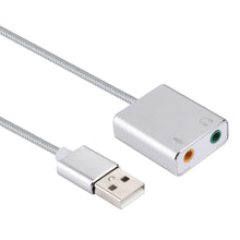 Load image into Gallery viewer, Aluminum Alloy Shell External USB Virtual 7.1 Channel Sound Card with 13cm Cable for PC Laptop, USB