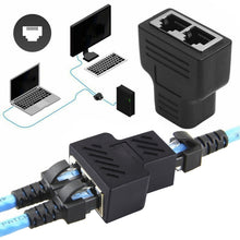 Load image into Gallery viewer, Crystal Network Straight Through Head-line Connector Terminal Female to Female Three Head RJ45 Interface Extension Device, 3 Ports