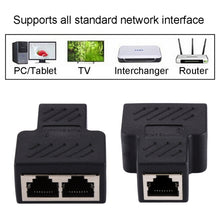 Load image into Gallery viewer, Crystal Network Straight Through Head-line Connector Terminal Female to Female Three Head RJ45 Interface Extension Device, 3 Ports