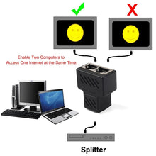 Load image into Gallery viewer, Crystal Network Straight Through Head-line Connector Terminal Female to Female Three Head RJ45 Interface Extension Device, 3 Ports