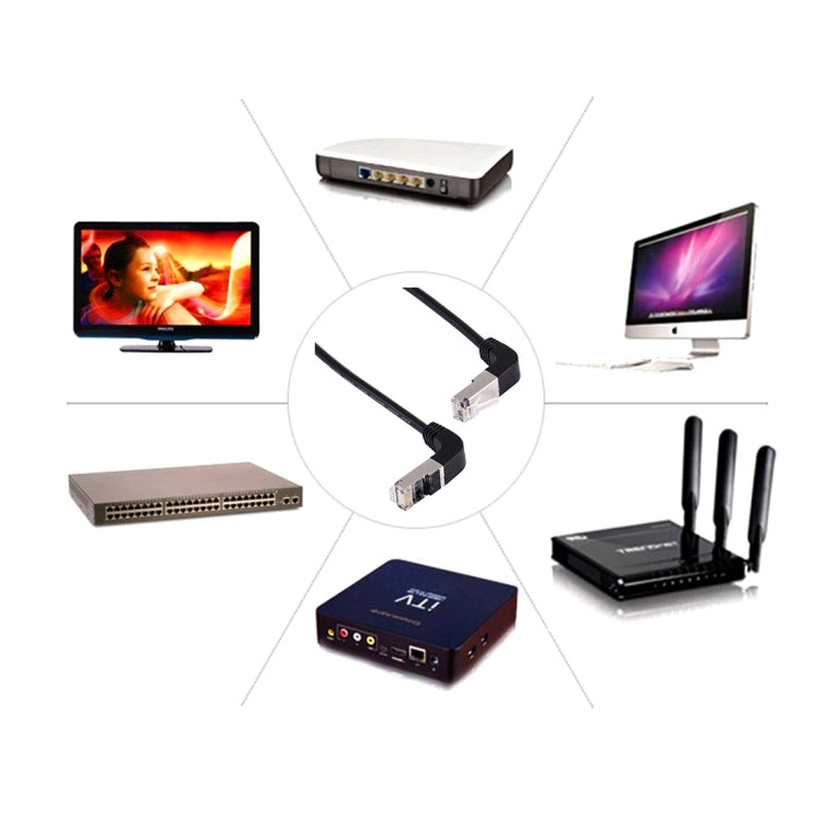 40cm RJ45 Male Bent Upward to RJ45 Male Bent Down Network LAN Cable, 40cm Bent Upward to Bent Down