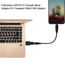 Load image into Gallery viewer, USB Male to 5.5 x 2.1mm Female Plug Adapter Connector, USB Male to 5.5 x 2.1mm
