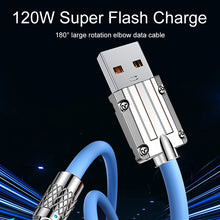 Load image into Gallery viewer, Mech Series 6A 120W USB to 8 Pin 180-degree Metal Plug Fast Charging Cable, Length: 1.2m, 1.2m 8 Pin, 1.2m 180-degree 8 Pin