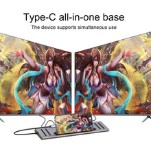 Load image into Gallery viewer, Onten 9199 12 in 1 USB-C / Type-C to USB-C / Type-C + TF / SD Card Slot + RJ45 + 3.5mm Audio + PD USB-C / Type-C Charging + 2 HDMI + 4 USB 3.0 Ports Multifunctional HUB Converter Docking Station, 9199