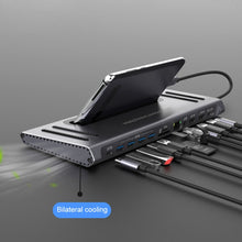 Load image into Gallery viewer, Onten 9199 12 in 1 USB-C / Type-C to USB-C / Type-C + TF / SD Card Slot + RJ45 + 3.5mm Audio + PD USB-C / Type-C Charging + 2 HDMI + 4 USB 3.0 Ports Multifunctional HUB Converter Docking Station, 9199