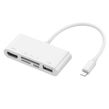 Load image into Gallery viewer, 75215 5 in 1 8 Pin to HDMI + SD Card Slot + TF Card Slot + USB + 8 Pin Charging Port HD Video Converter, 75215