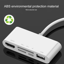 Load image into Gallery viewer, 75215 5 in 1 8 Pin to HDMI + SD Card Slot + TF Card Slot + USB + 8 Pin Charging Port HD Video Converter, 75215