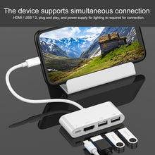 Load image into Gallery viewer, 75216 4 in 1 8 Pin to HDMI + 8 Pin Charging + 2 USB Ports HD Video Converter, 75216