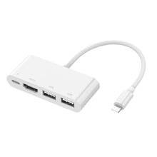 Load image into Gallery viewer, 75216 4 in 1 8 Pin to HDMI + 8 Pin Charging + 2 USB Ports HD Video Converter, 75216