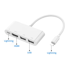 Load image into Gallery viewer, 75216 4 in 1 8 Pin to HDMI + 8 Pin Charging + 2 USB Ports HD Video Converter, 75216