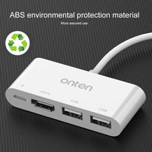 Load image into Gallery viewer, 75216 4 in 1 8 Pin to HDMI + 8 Pin Charging + 2 USB Ports HD Video Converter, 75216