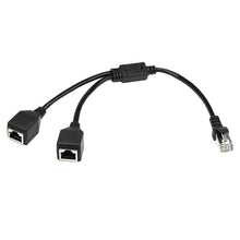 Load image into Gallery viewer, 1 to 2 Socket LAN Ethernet Network CAT5 RJ45 Plug Splitter Adapter, Cable Length: 25cm