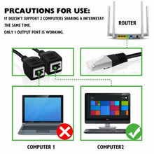 Load image into Gallery viewer, 1 to 2 Socket LAN Ethernet Network CAT5 RJ45 Plug Splitter Adapter, Cable Length: 25cm