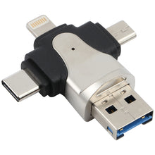 Load image into Gallery viewer, 4 in 1 8 Pin + USB-C / Type-C + Micro USB + USB 3.0 Male TF Card Reader, 4 in 1