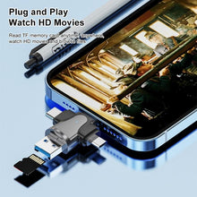 Load image into Gallery viewer, 4 in 1 8 Pin + USB-C / Type-C + Micro USB + USB 3.0 Male TF Card Reader, 4 in 1