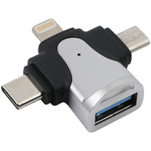 Load image into Gallery viewer, 3 in 1 8 Pin + USB-C / Type-C + Micro USB Male to USB 3.0 Female Zinc Alloy Adapter