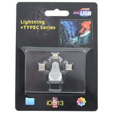 Load image into Gallery viewer, 3 in 1 8 Pin + USB-C / Type-C + Micro USB Male to USB 3.0 Female Zinc Alloy Adapter