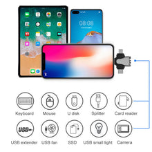 Load image into Gallery viewer, 3 in 1 8 Pin + USB-C / Type-C + Micro USB Male to USB 3.0 Female Zinc Alloy Adapter