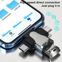 Load image into Gallery viewer, 3 in 1 8 Pin + USB-C / Type-C + Micro USB Male to USB 3.0 Female Zinc Alloy Adapter