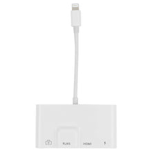 Load image into Gallery viewer, 4 in 1 8 Pin Male to 8 Pin Power + RJ45 Ethernet + HDMI + USB Camera Female OTG Digital AV Adapter, RJ45 Ethernet