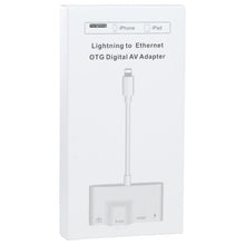 Load image into Gallery viewer, 4 in 1 8 Pin Male to 8 Pin Power + RJ45 Ethernet + HDMI + USB Camera Female OTG Digital AV Adapter, RJ45 Ethernet