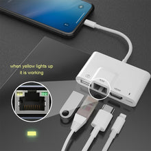 Load image into Gallery viewer, 4 in 1 8 Pin Male to 8 Pin Power + RJ45 Ethernet + HDMI + USB Camera Female OTG Digital AV Adapter, RJ45 Ethernet