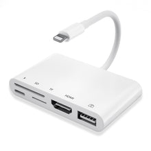 Load image into Gallery viewer, 5 in 1 8 Pin Male to USB + HDMI + TF / SD Card Slot + 8 Pin Power Female OTG Digital AV Adapter, TF / SD Card Slot