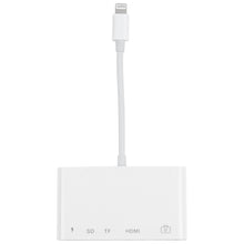 Load image into Gallery viewer, 5 in 1 8 Pin Male to USB + HDMI + TF / SD Card Slot + 8 Pin Power Female OTG Digital AV Adapter, TF / SD Card Slot