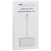 Load image into Gallery viewer, 5 in 1 8 Pin Male to USB + HDMI + TF / SD Card Slot + 8 Pin Power Female OTG Digital AV Adapter, TF / SD Card Slot
