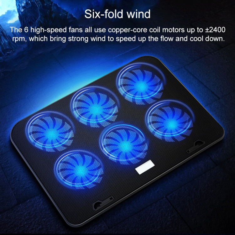 ICE COOREL Notebook Computer Base Speed Control Silent Six-fan Cooling Holder Cooling Rack, Style: Flagship, Style: Flagship