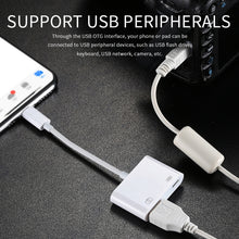Load image into Gallery viewer, 11cm 8 Pin Male to USB &amp; 8 Pin Data Charging Cable Camera Reader Adapter, Support System above iOS 9.2