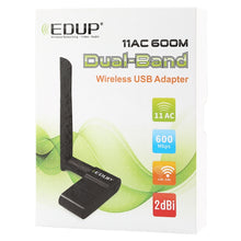 Load image into Gallery viewer, EDUP EP-AC1635 600Mbps Dual Band Wireless 11AC USB Ethernet Adapter 2dBi Antenna for Laptop / PC, EP-AC1635