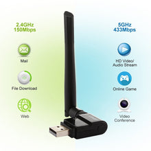 Load image into Gallery viewer, EDUP EP-AC1635 600Mbps Dual Band Wireless 11AC USB Ethernet Adapter 2dBi Antenna for Laptop / PC, EP-AC1635