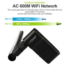 Load image into Gallery viewer, EDUP EP-AC1635 600Mbps Dual Band Wireless 11AC USB Ethernet Adapter 2dBi Antenna for Laptop / PC, EP-AC1635