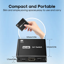Load image into Gallery viewer, NK-W80 8K UHD HDMI 2X1 One-way Switch, NK-W80