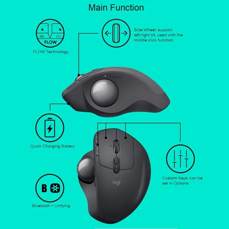 Logitech MX ERGO S 440DPI Bluetooth + Unifying Dual-mode Wireless Trackball Optical Mouse, MX ERGO S