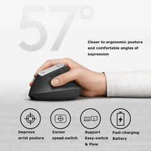 Load image into Gallery viewer, Logitech MX Vertical 4000DPI USB-C / Type-C + Unifying + Bluetooth Three-mode Ergonomic Wireless Vertical Optical Mouse, MX Vertical