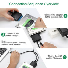 Load image into Gallery viewer, Professional SATA to USB 3.0 Cable Adapter 2.5 / 3.5 inch SSD Hard Drive Expanding Connector, 2.5 / 3.5 inch