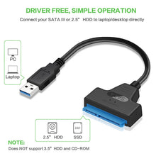 Load image into Gallery viewer, Professional SATA to USB 3.0 Cable Adapter 2.5 inch SSD Hard Drive Expanding Connector, 2.5 inch